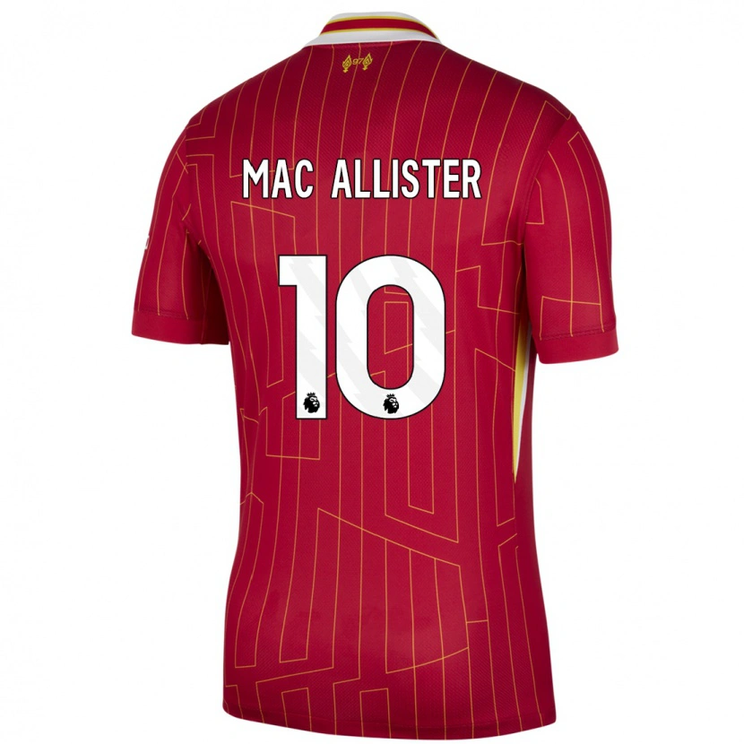 Danxen Hombre Camiseta Alexis Mac Allister #10 Rojo Amarillo Blanco 1ª Equipación 2024/25 La Camisa
