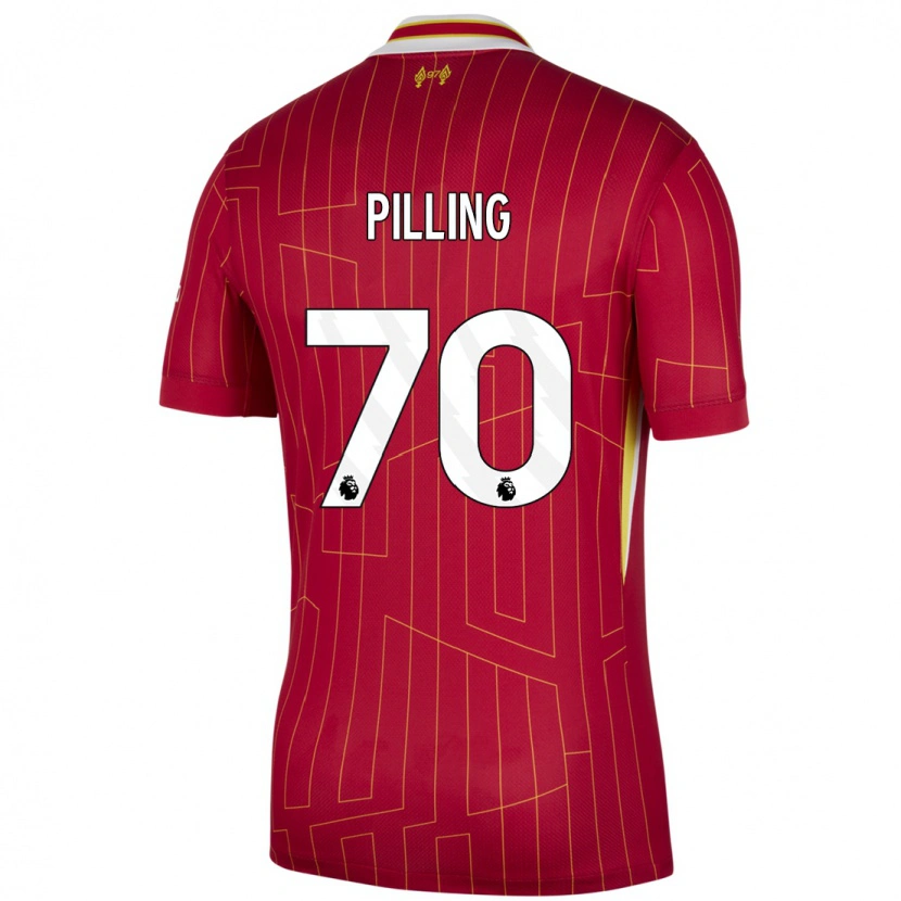 Danxen Hombre Camiseta Tommy Pilling #70 Rojo Amarillo Blanco 1ª Equipación 2024/25 La Camisa