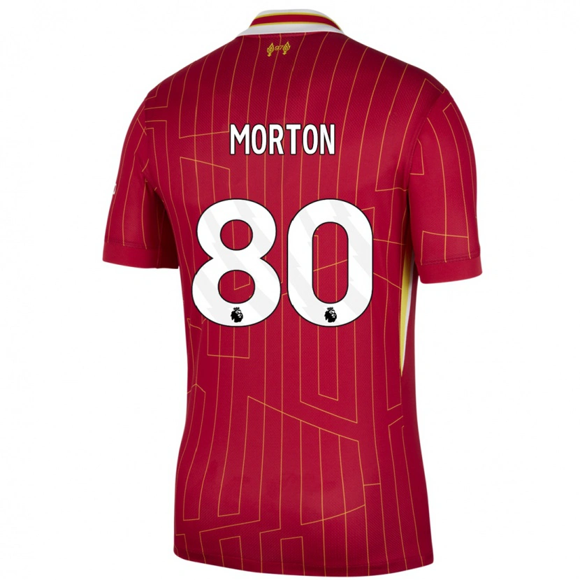 Danxen Hombre Camiseta Tyler Morton #80 Rojo Amarillo Blanco 1ª Equipación 2024/25 La Camisa