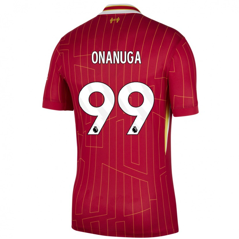 Danxen Hombre Camiseta Fola Onanuga #99 Rojo Amarillo Blanco 1ª Equipación 2024/25 La Camisa