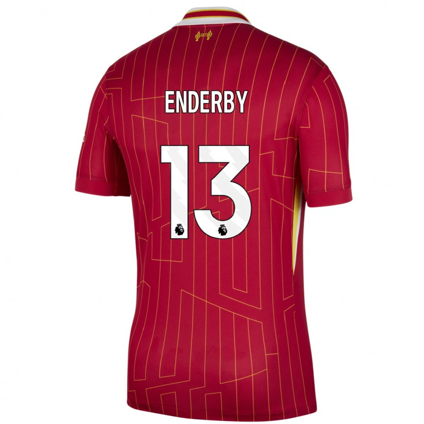 Danxen Hombre Camiseta Mia Enderby #13 Rojo Amarillo Blanco 1ª Equipación 2024/25 La Camisa