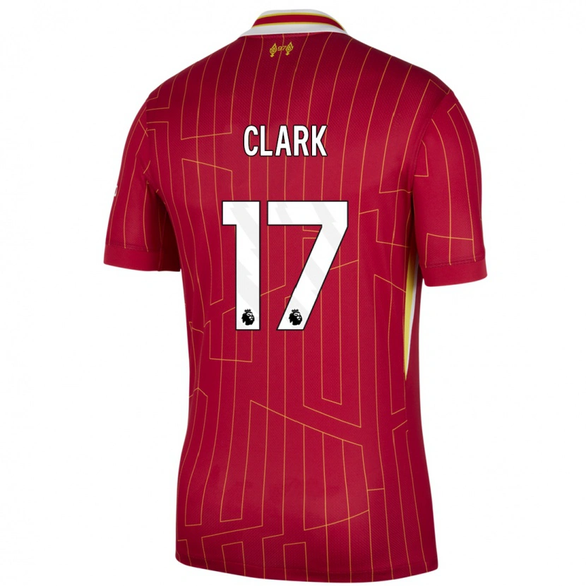 Danxen Hombre Camiseta Jenna Clark #17 Rojo Amarillo Blanco 1ª Equipación 2024/25 La Camisa