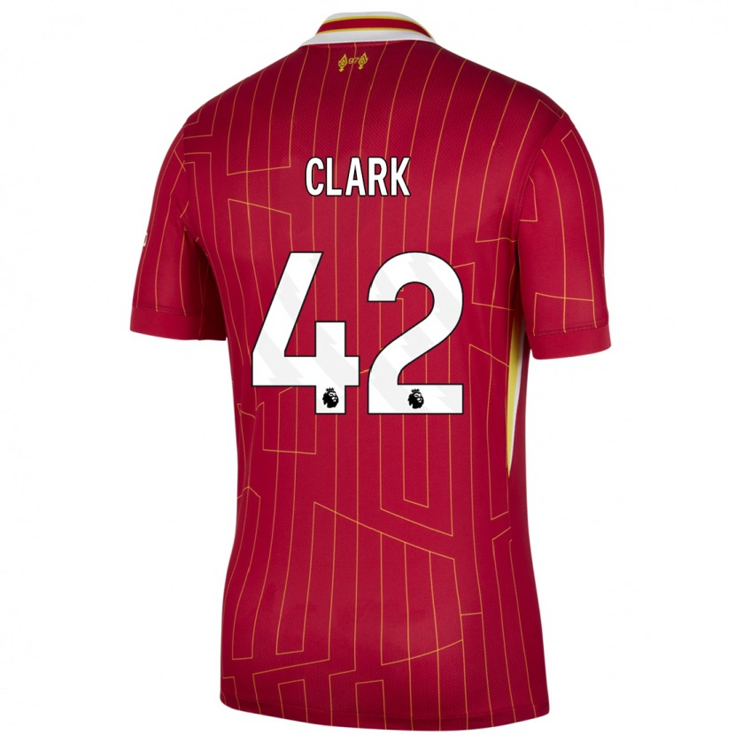 Danxen Hombre Camiseta Bobby Clark #42 Rojo Amarillo Blanco 1ª Equipación 2024/25 La Camisa