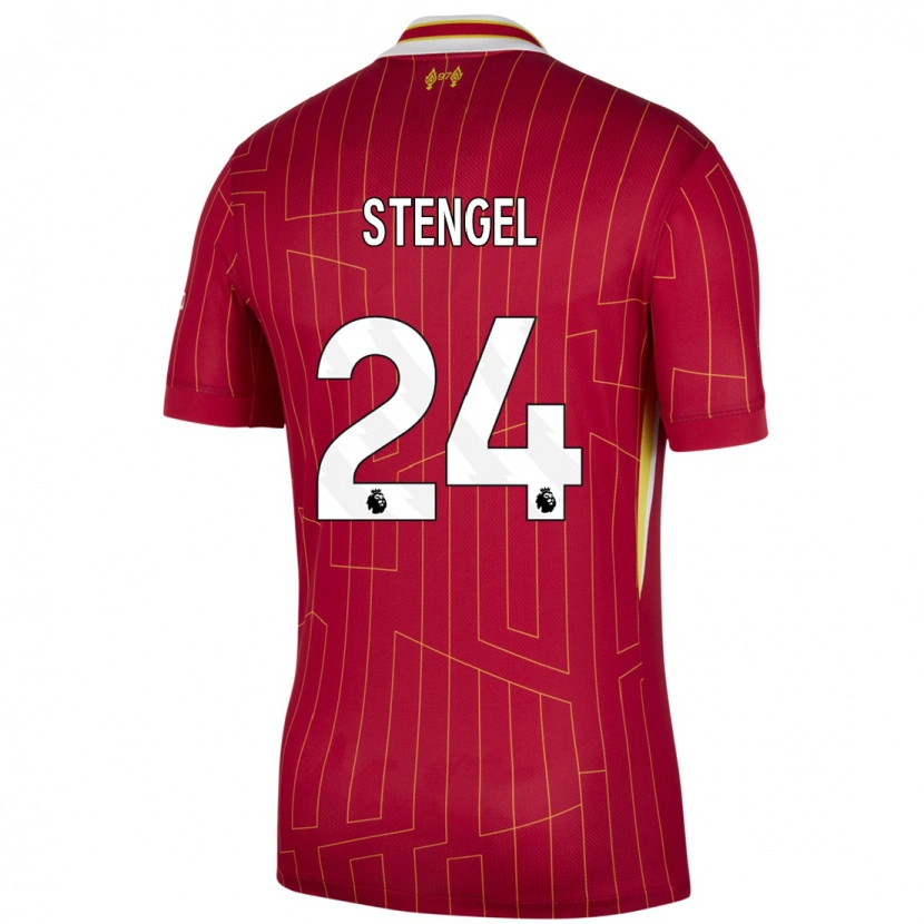 Danxen Hombre Camiseta Katie Stengel #24 Rojo Amarillo Blanco 1ª Equipación 2024/25 La Camisa