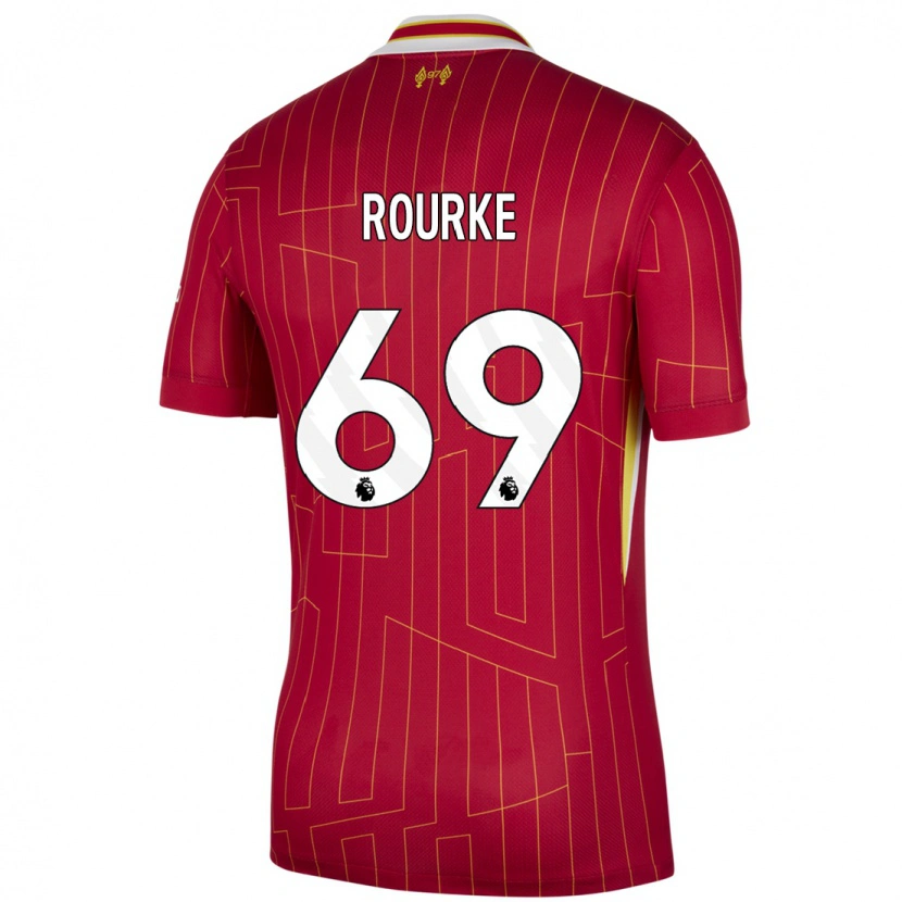Danxen Hombre Camiseta Fidel O'rourke #69 Rojo Amarillo Blanco 1ª Equipación 2024/25 La Camisa