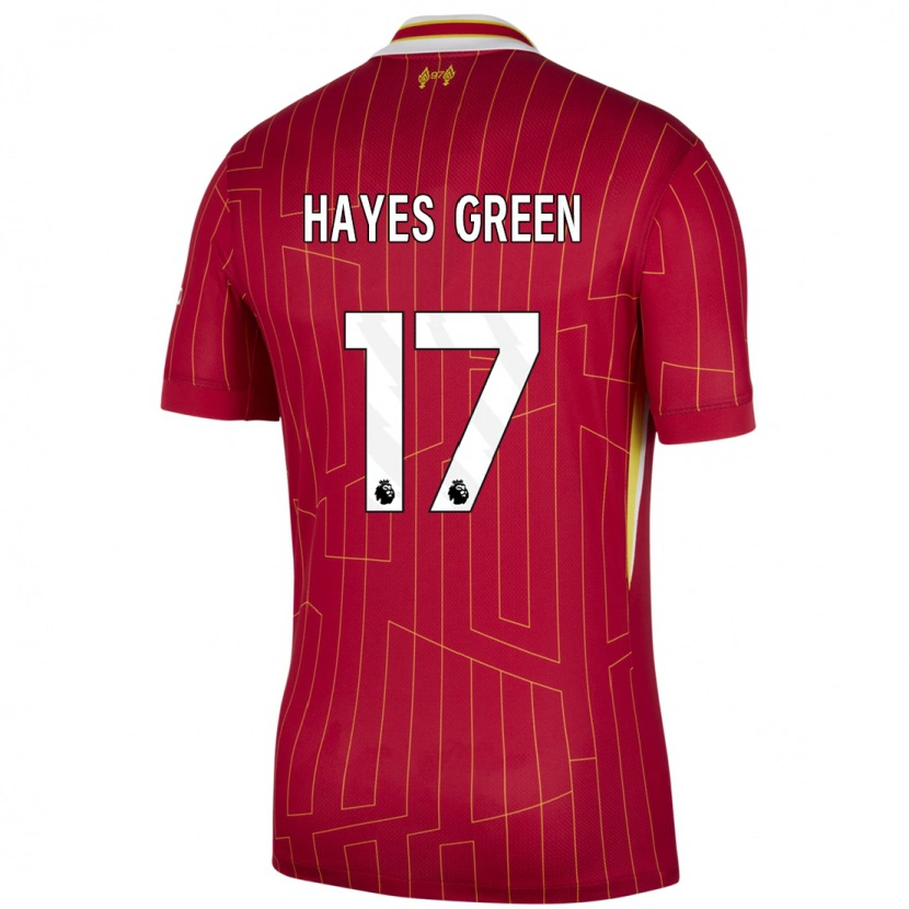 Danxen Hombre Camiseta Charlie Hayes-Green #17 Rojo Amarillo Blanco 1ª Equipación 2024/25 La Camisa
