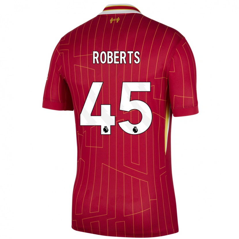 Danxen Hombre Camiseta Iwan Roberts #45 Rojo Amarillo Blanco 1ª Equipación 2024/25 La Camisa