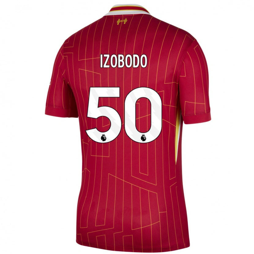 Danxen Hombre Camiseta Elijah Izobodo John #50 Rojo Amarillo Blanco 1ª Equipación 2024/25 La Camisa