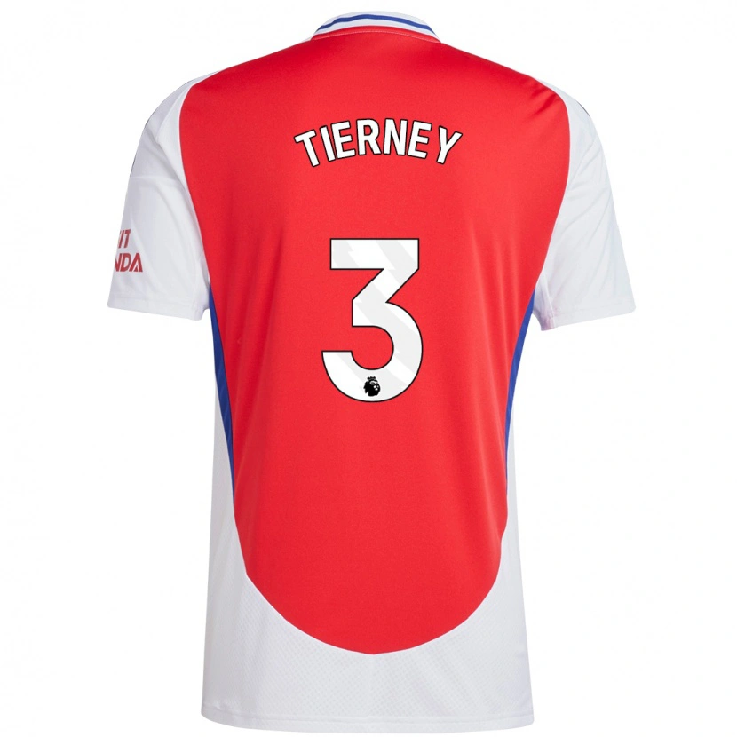 Danxen Hombre Camiseta Kieran Tierney #3 Rojo Blanco 1ª Equipación 2024/25 La Camisa