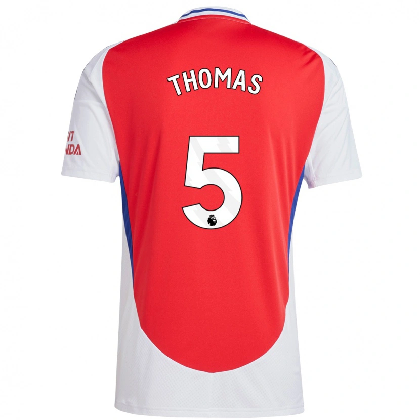 Danxen Hombre Camiseta Thomas Partey #5 Rojo Blanco 1ª Equipación 2024/25 La Camisa