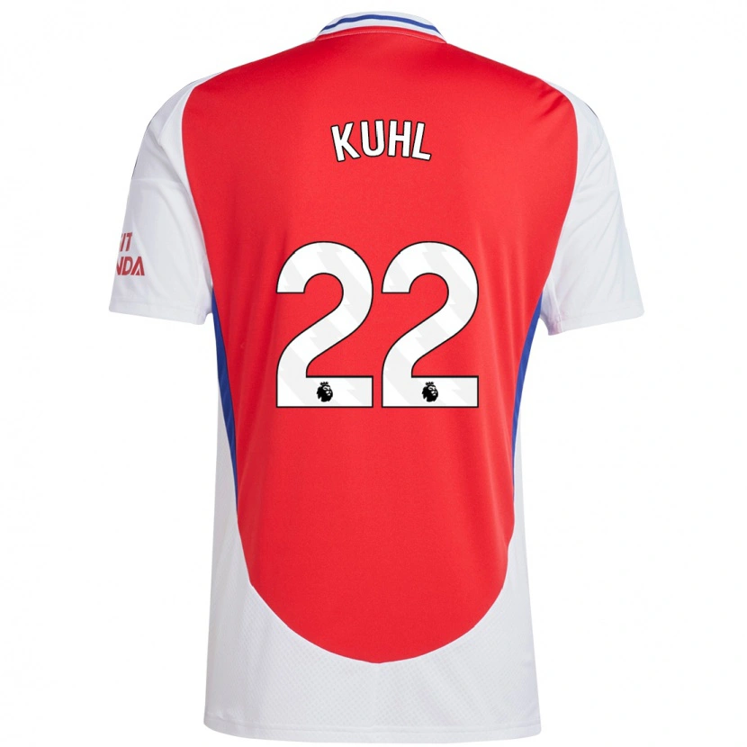 Danxen Hombre Camiseta Kathrine Møller Kühl #22 Rojo Blanco 1ª Equipación 2024/25 La Camisa