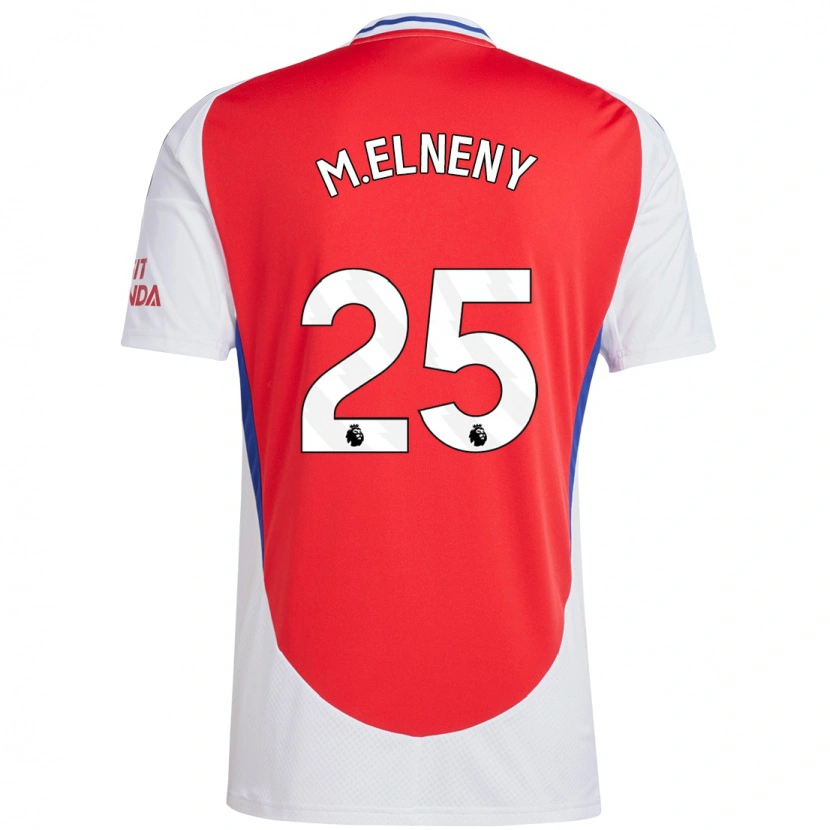 Danxen Hombre Camiseta Mohamed Elneny #25 Rojo Blanco 1ª Equipación 2024/25 La Camisa