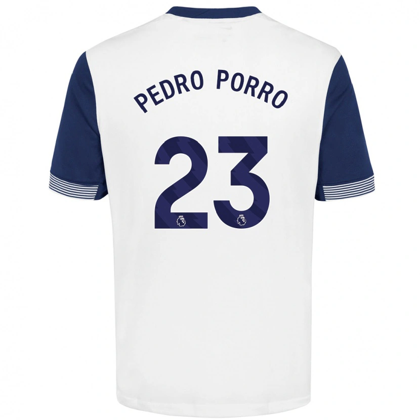Danxen Hombre Camiseta Pedro Porro #23 Blanco Azul 1ª Equipación 2024/25 La Camisa