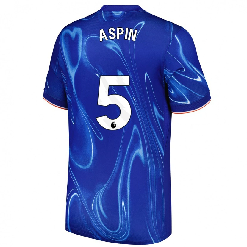 Danxen Hombre Camiseta Brooke Aspin #5 Azul Blanco 1ª Equipación 2024/25 La Camisa