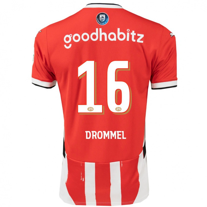 Danxen Hombre Camiseta Joël Drommel #16 Rojo Blanco 1ª Equipación 2024/25 La Camisa