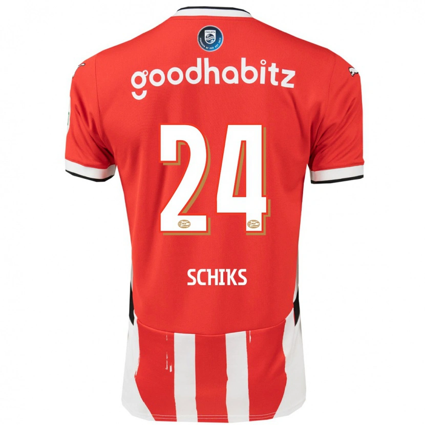 Danxen Hombre Camiseta Niek Schiks #24 Rojo Blanco 1ª Equipación 2024/25 La Camisa