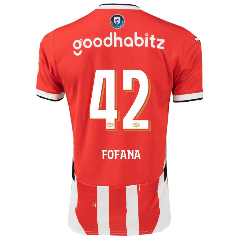 Danxen Hombre Camiseta Fodé Fofana #42 Rojo Blanco 1ª Equipación 2024/25 La Camisa