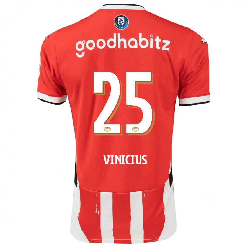 Danxen Hombre Camiseta Carlos Vinicius #25 Rojo Blanco 1ª Equipación 2024/25 La Camisa