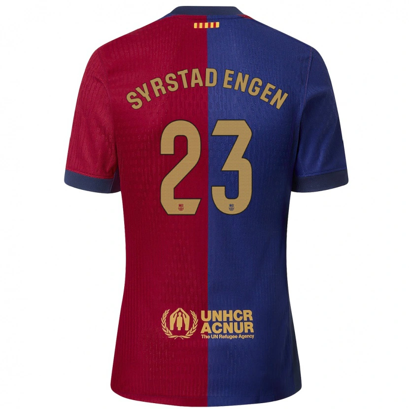 Danxen Hombre Camiseta Ingrid Syrstad Engen #23 Azul Rojo 1ª Equipación 2024/25 La Camisa
