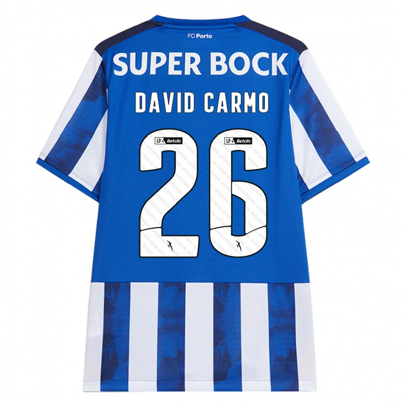 Danxen Hombre Camiseta David Carmo #26 Azul Blanco 1ª Equipación 2024/25 La Camisa