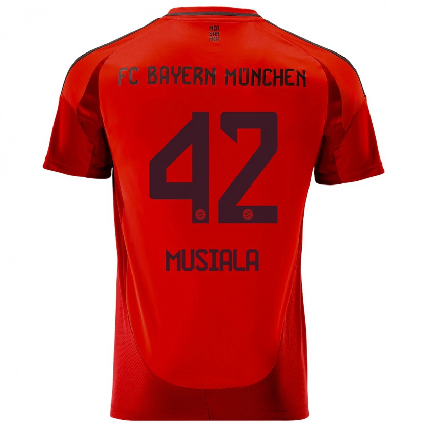 Danxen Hombre Camiseta Jamal Musiala #42 Rojo 1ª Equipación 2024/25 La Camisa