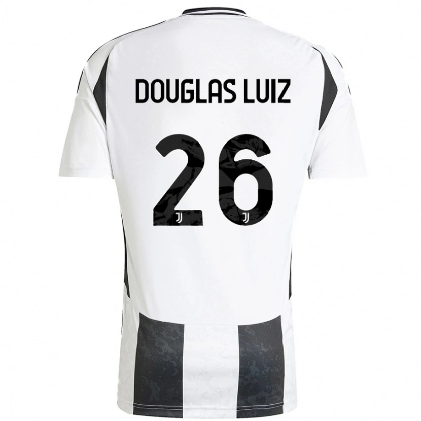 Danxen Hombre Camiseta Douglas Luiz #26 Blanco Negro 1ª Equipación 2024/25 La Camisa
