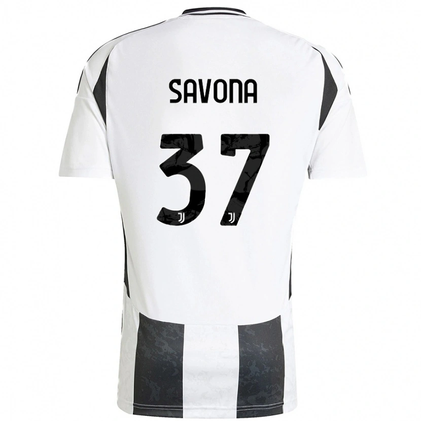 Danxen Hombre Camiseta Nicolò Savona #37 Blanco Negro 1ª Equipación 2024/25 La Camisa