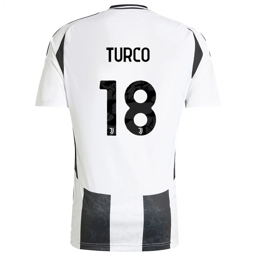 Danxen Hombre Camiseta Nicolo Turco #18 Blanco Negro 1ª Equipación 2024/25 La Camisa