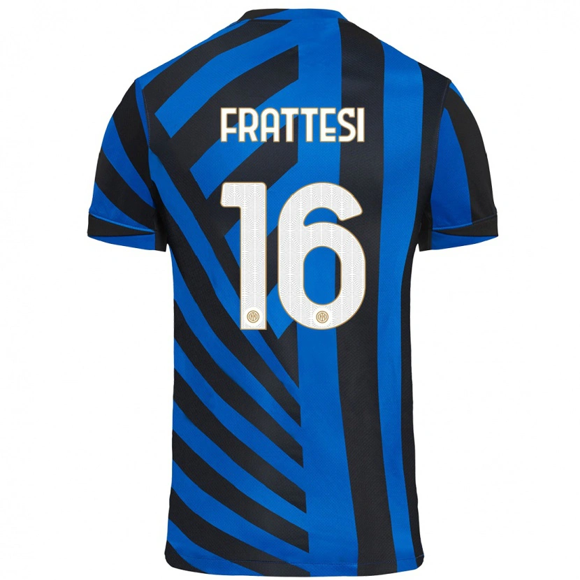 Danxen Hombre Camiseta Davide Frattesi #16 Azul Negro 1ª Equipación 2024/25 La Camisa
