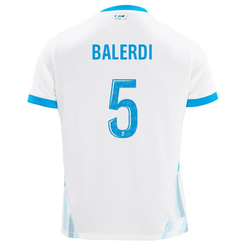 Danxen Hombre Camiseta Leonardo Balerdi #5 Blanco Azul Cielo 1ª Equipación 2024/25 La Camisa