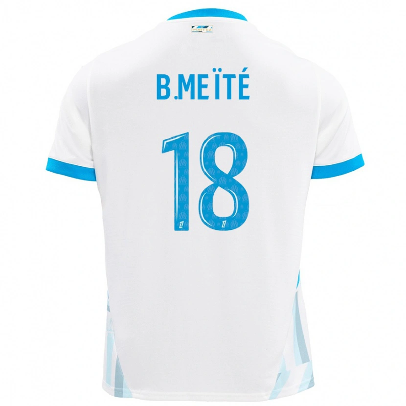 Danxen Hombre Camiseta Bamo Meïté #18 Blanco Azul Cielo 1ª Equipación 2024/25 La Camisa