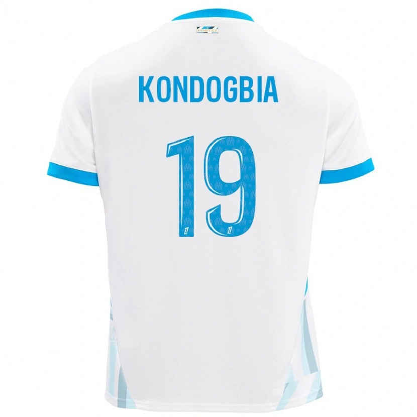 Danxen Hombre Camiseta Geoffrey Kondogbia #19 Blanco Azul Cielo 1ª Equipación 2024/25 La Camisa