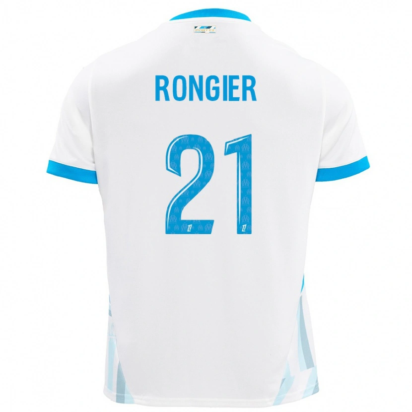 Danxen Hombre Camiseta Valentin Rongier #21 Blanco Azul Cielo 1ª Equipación 2024/25 La Camisa