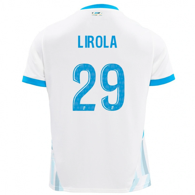 Danxen Hombre Camiseta Pol Lirola #29 Blanco Azul Cielo 1ª Equipación 2024/25 La Camisa