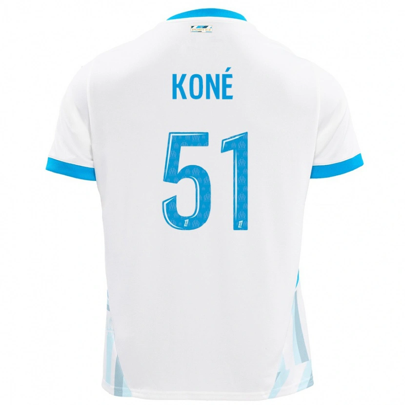 Danxen Hombre Camiseta Ismaël Koné #51 Blanco Azul Cielo 1ª Equipación 2024/25 La Camisa