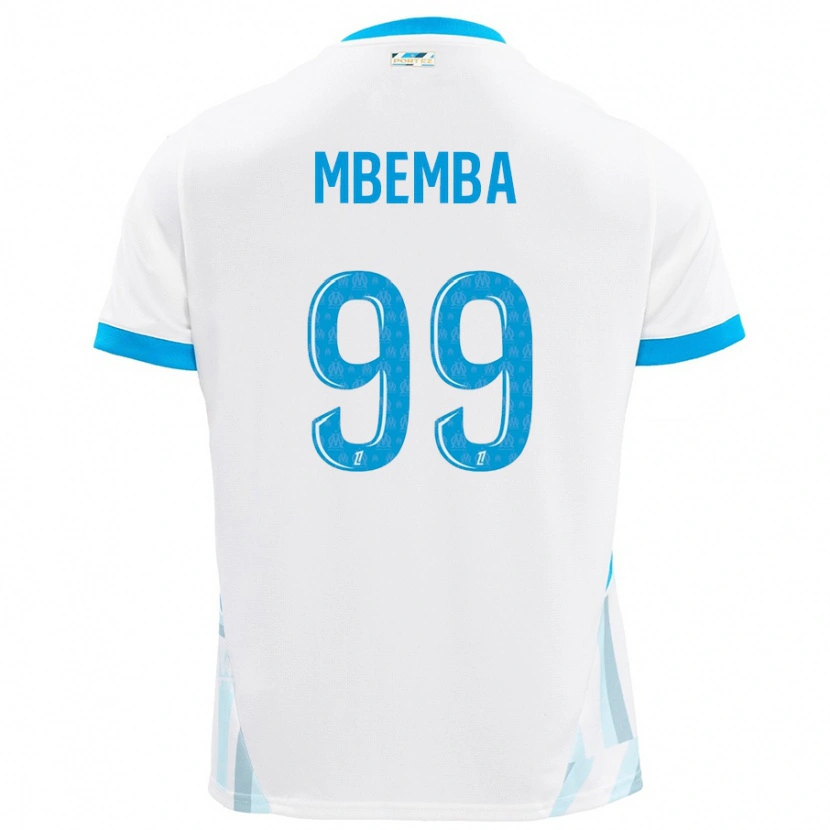Danxen Hombre Camiseta Chancel Mbemba #99 Blanco Azul Cielo 1ª Equipación 2024/25 La Camisa