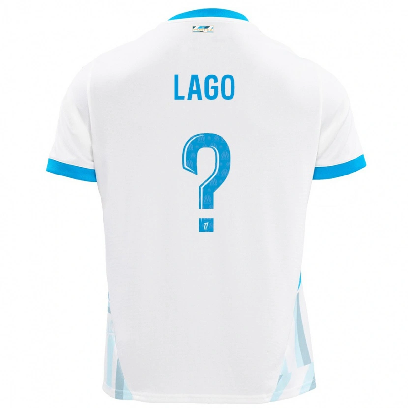 Danxen Hombre Camiseta Ange Lago #0 Blanco Azul Cielo 1ª Equipación 2024/25 La Camisa