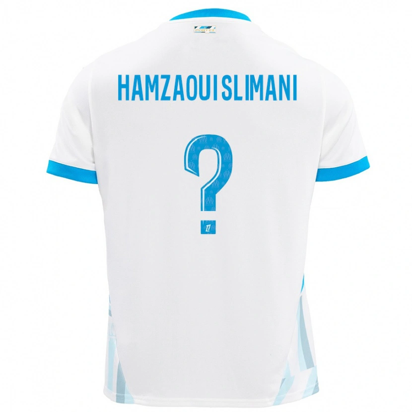 Danxen Hombre Camiseta Hilan Hamzaoui Slimani #0 Blanco Azul Cielo 1ª Equipación 2024/25 La Camisa