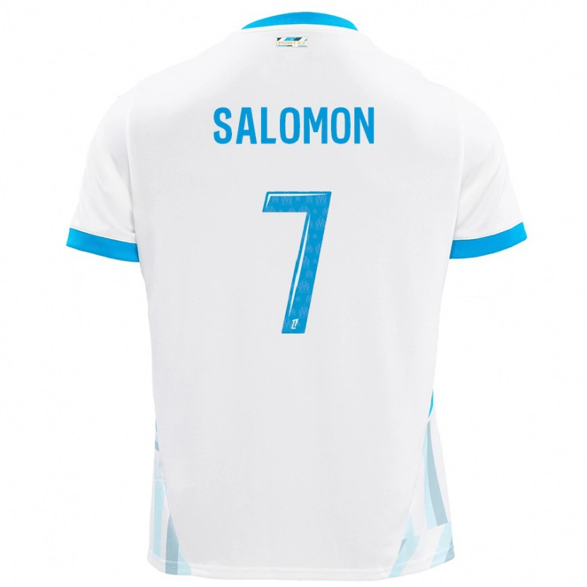 Danxen Hombre Camiseta Maëva Salomon #7 Blanco Azul Cielo 1ª Equipación 2024/25 La Camisa