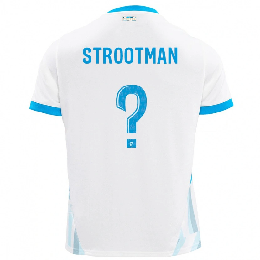 Danxen Hombre Camiseta Kevin Strootman #0 Blanco Azul Cielo 1ª Equipación 2024/25 La Camisa