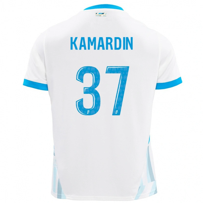 Danxen Hombre Camiseta Aaron Kamardin #37 Blanco Azul Cielo 1ª Equipación 2024/25 La Camisa
