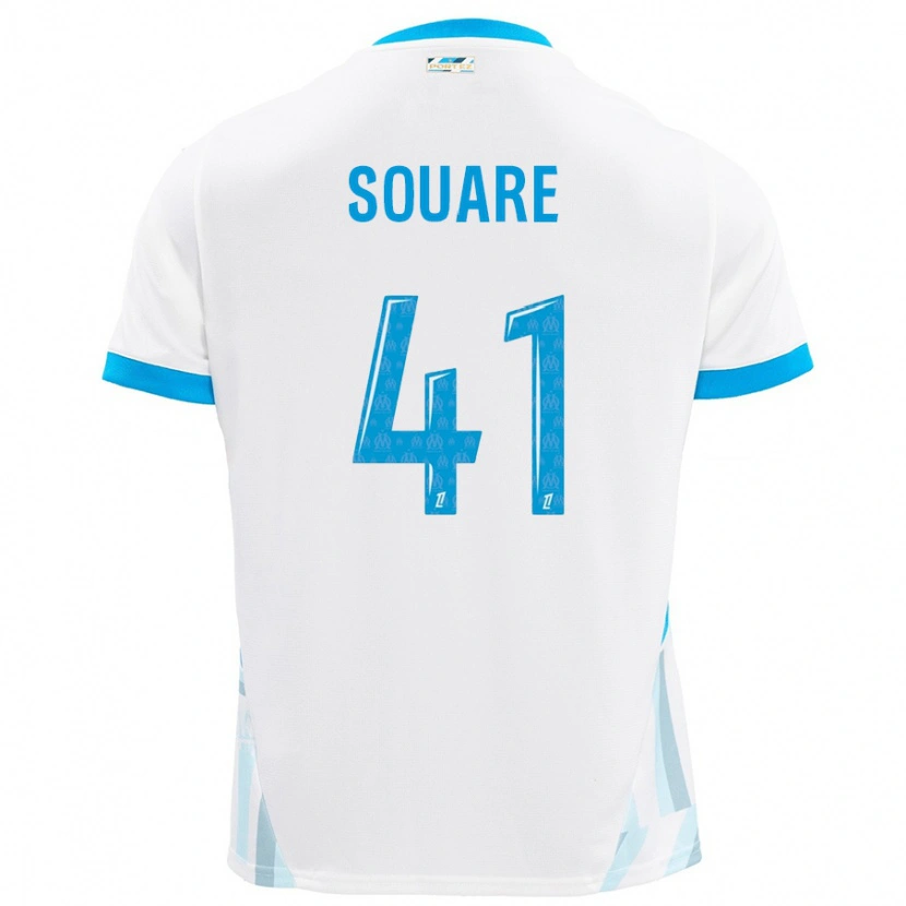 Danxen Hombre Camiseta Cheick Souare #41 Blanco Azul Cielo 1ª Equipación 2024/25 La Camisa