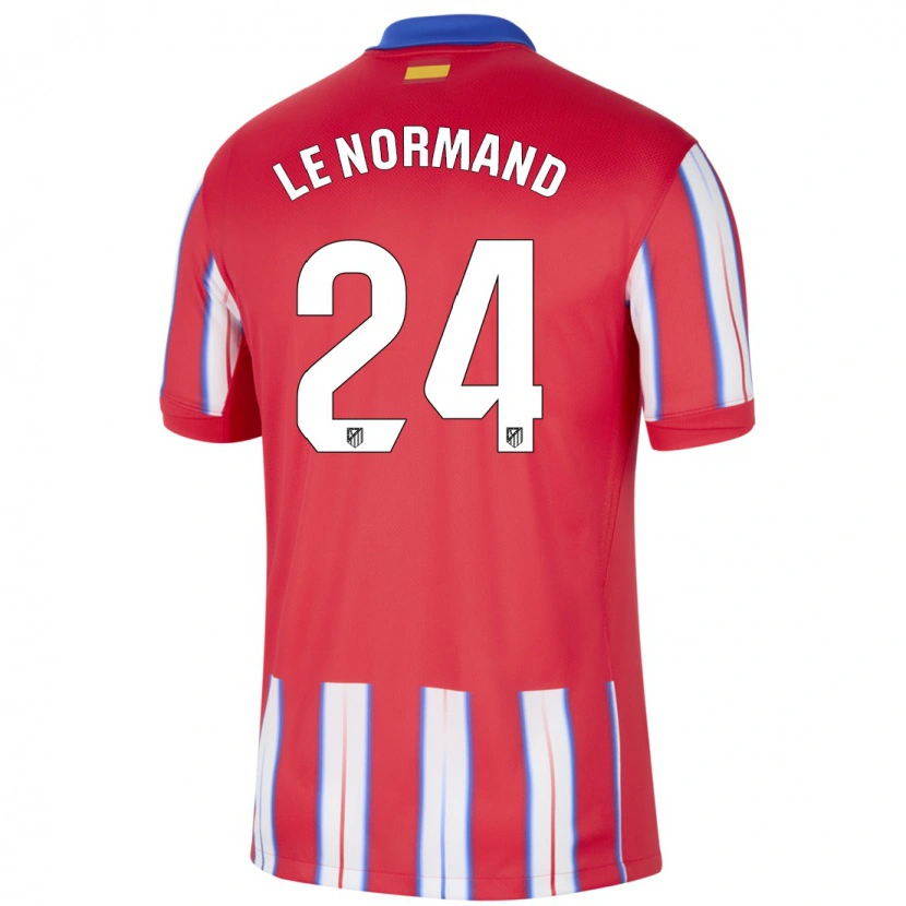 Danxen Hombre Camiseta Robin Le Normand #24 Rojo Blanco Azul 1ª Equipación 2024/25 La Camisa