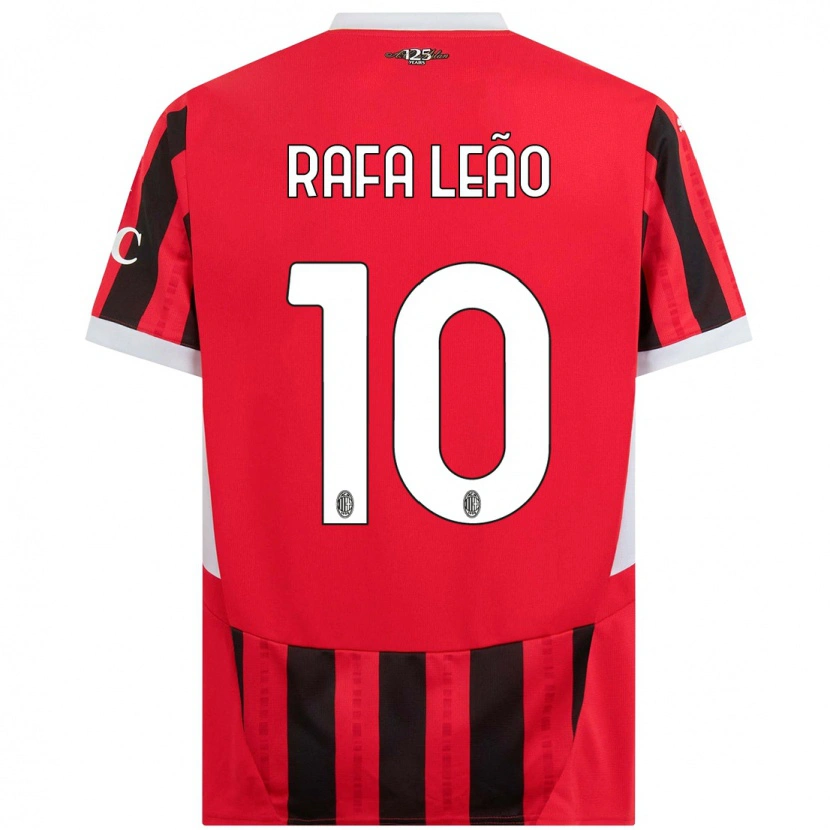 Danxen Hombre Camiseta Rafael Leão #10 Rojo Negro 1ª Equipación 2024/25 La Camisa