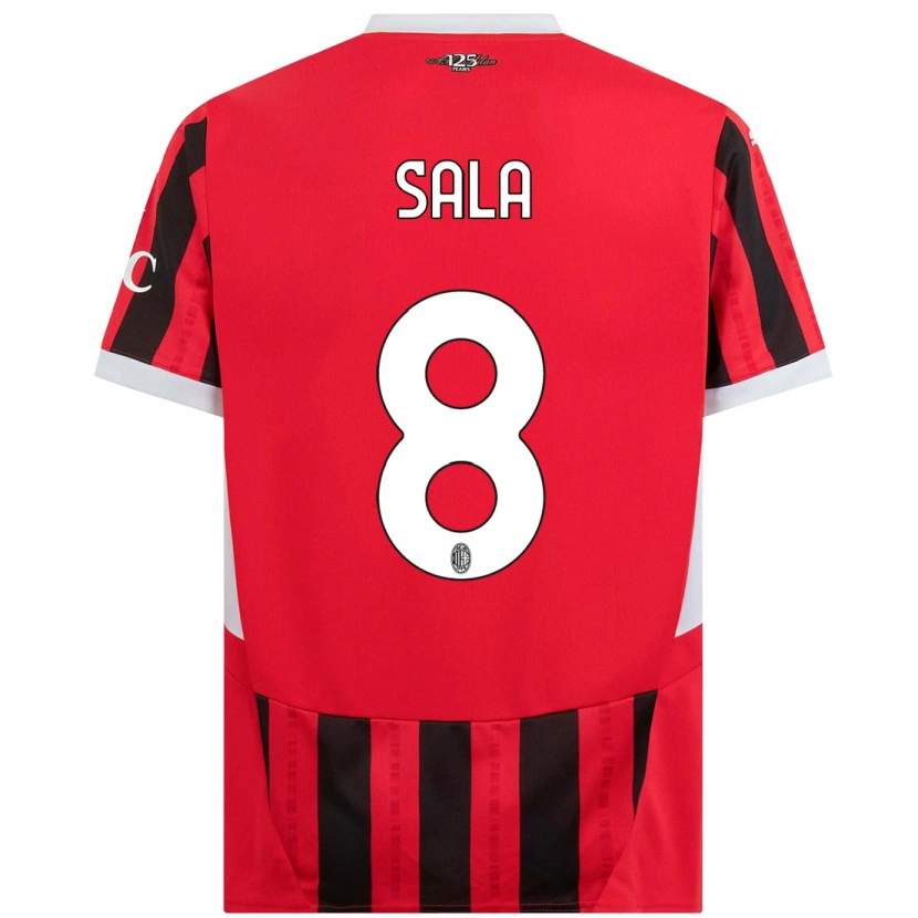 Danxen Hombre Camiseta Emanuele Sala #8 Rojo Negro 1ª Equipación 2024/25 La Camisa