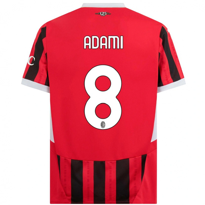 Danxen Hombre Camiseta Greta Adami #8 Rojo Negro 1ª Equipación 2024/25 La Camisa