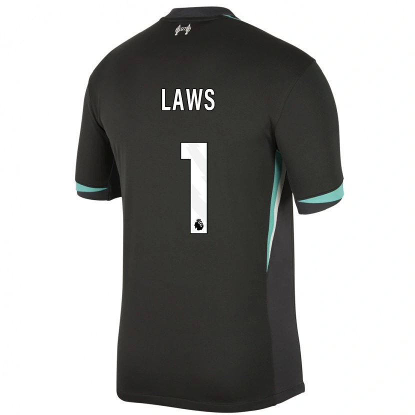 Danxen Hombre Camiseta Rachael Laws #1 Negro Antracita Blanco 2ª Equipación 2024/25 La Camisa