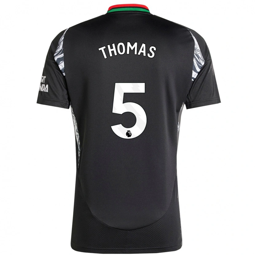 Danxen Hombre Camiseta Thomas Partey #5 Negro 2ª Equipación 2024/25 La Camisa