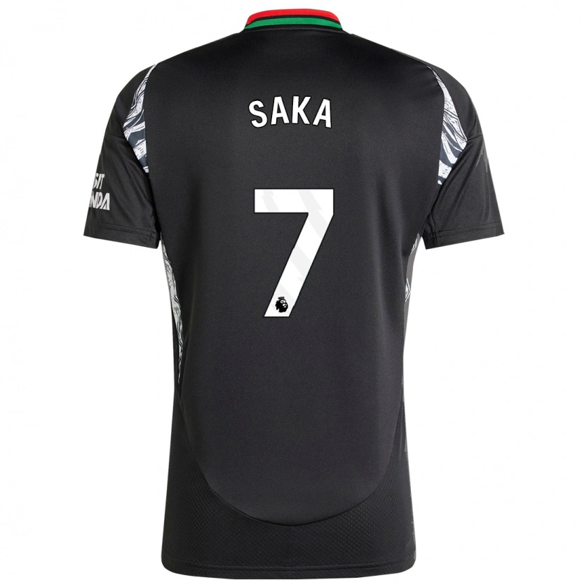 Danxen Hombre Camiseta Bukayo Saka #7 Negro 2ª Equipación 2024/25 La Camisa