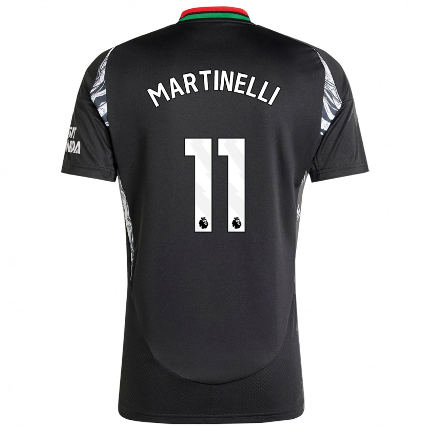 Danxen Hombre Camiseta Gabriel Martinelli #11 Negro 2ª Equipación 2024/25 La Camisa